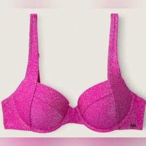 XXL/L 4-Set VS PINK Shimmer Bikini Top Brazilian HighWaist Skirt Bikini Set